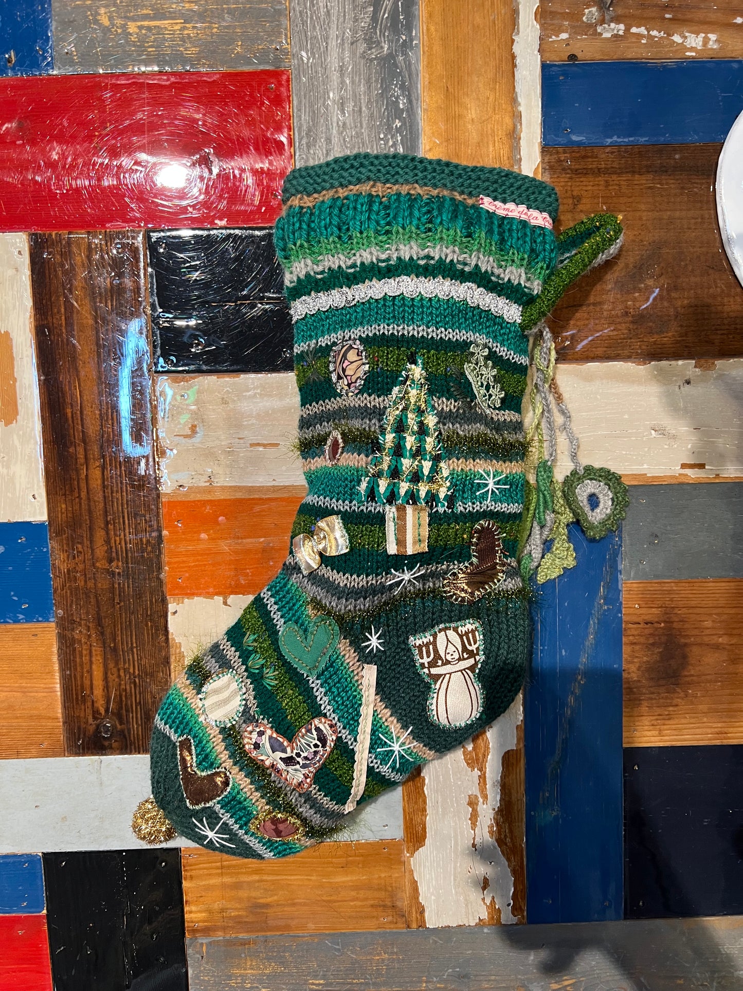 SANTA'S CHRISTMAS SOCK GREEN - CRÈME de la CRÈME à la HELLE