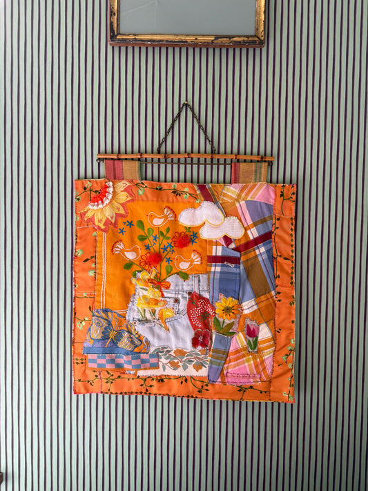 FLOWER AND JEANS TAPESTRY WITH CLOUD- CRÈME de la CRÈME à la HELLE