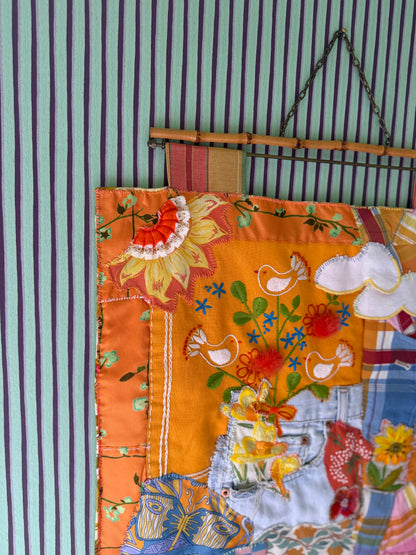 FLOWER AND JEANS TAPESTRY WITH CLOUD- CRÈME de la CRÈME à la HELLE