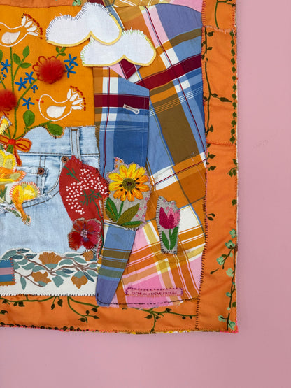 FLOWER AND JEANS TAPESTRY WITH CLOUD- CRÈME de la CRÈME à la HELLE