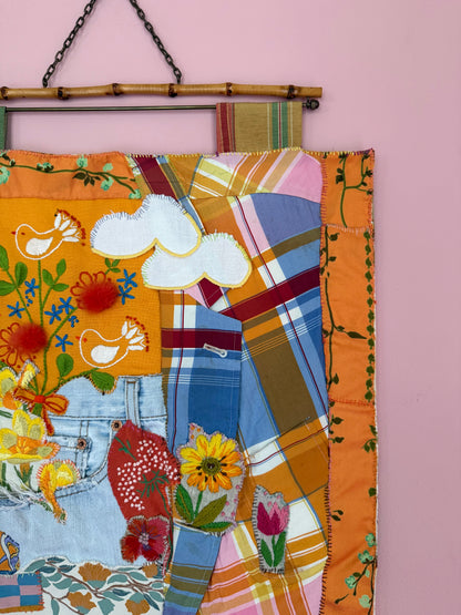 FLOWER AND JEANS TAPESTRY WITH CLOUD- CRÈME de la CRÈME à la HELLE